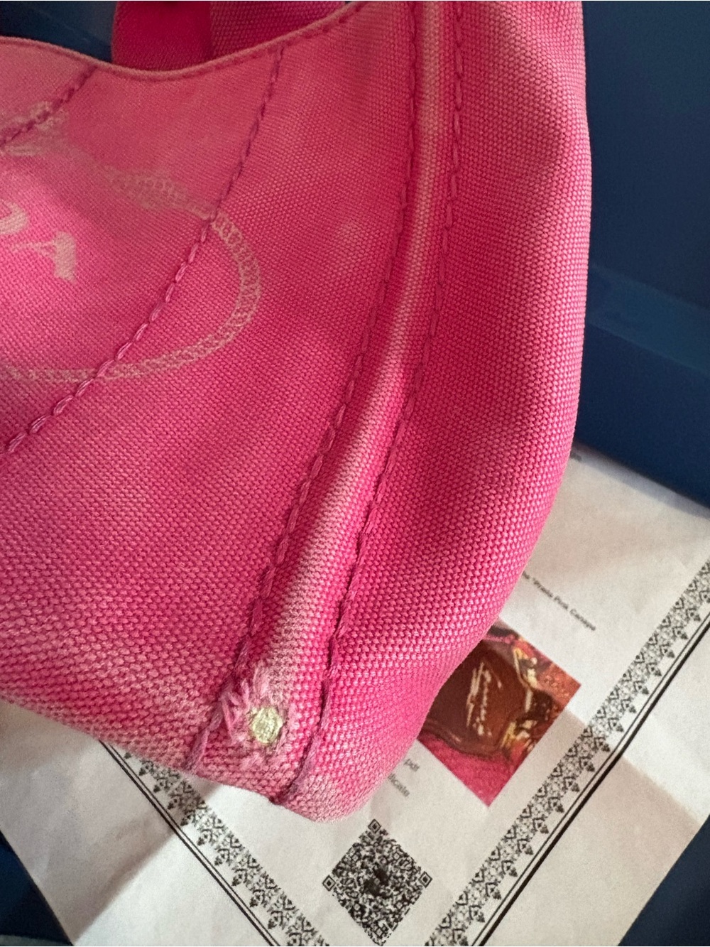 Prada Pink Mini Canapa Canvas Tote Bag AUTHENTICATED - Picture 9 of 17